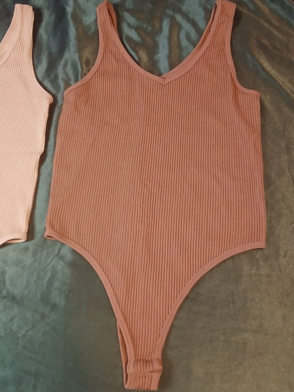 Gypsy + Jade Ribbed Tank Bodysuits 2-Pack – Beige & Terracotta – L/XL